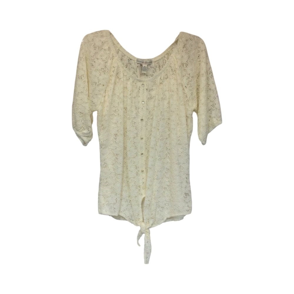 French Laundry Womens Short Sleeve Cream Top Size 1X NWT